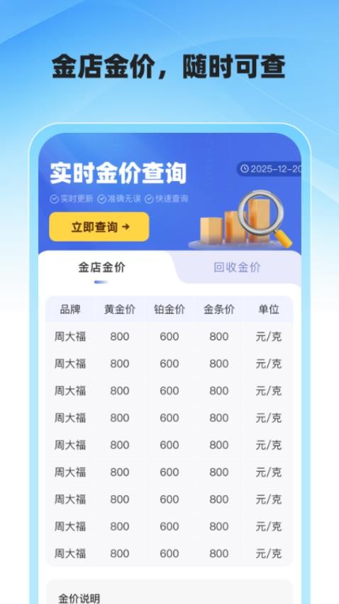 实时查金app